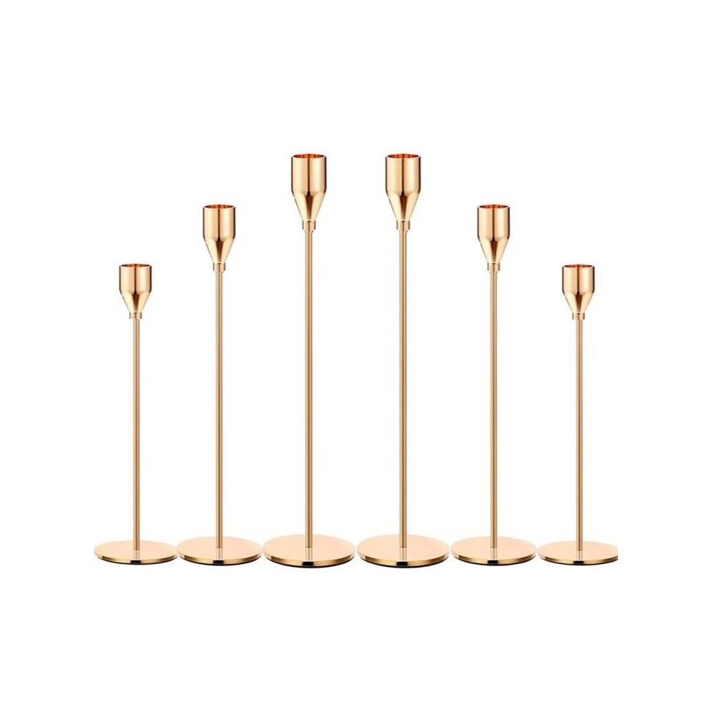 Metal Taper Candle Holders French Gold Vintage Modern Decorative Set of five NWT
